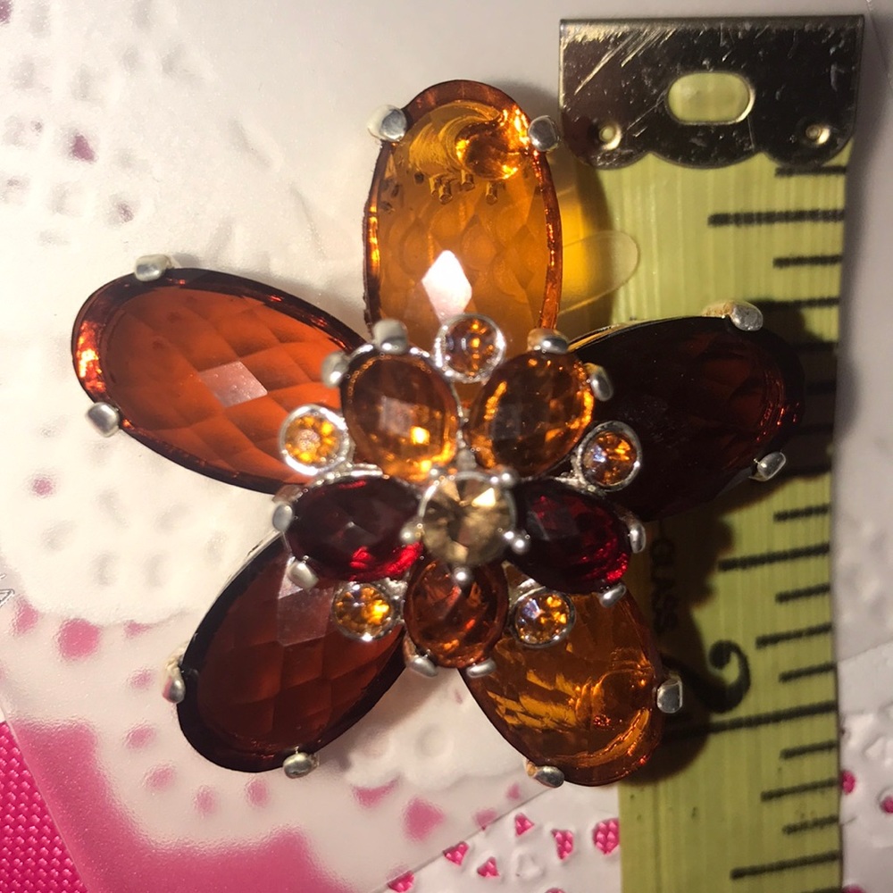 NEW RICH AMBER TONE CRYSTAL PINS BROOCHES